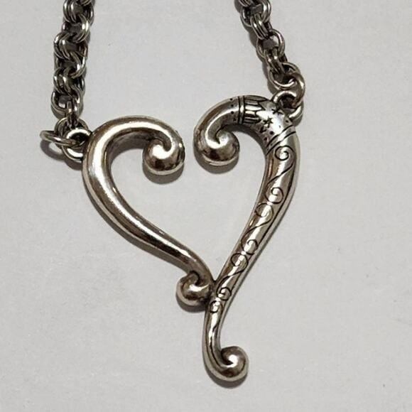 Brighton Tuscan heart open etched and scrolled Artisan Pendant necklace - Picture 3 of 7